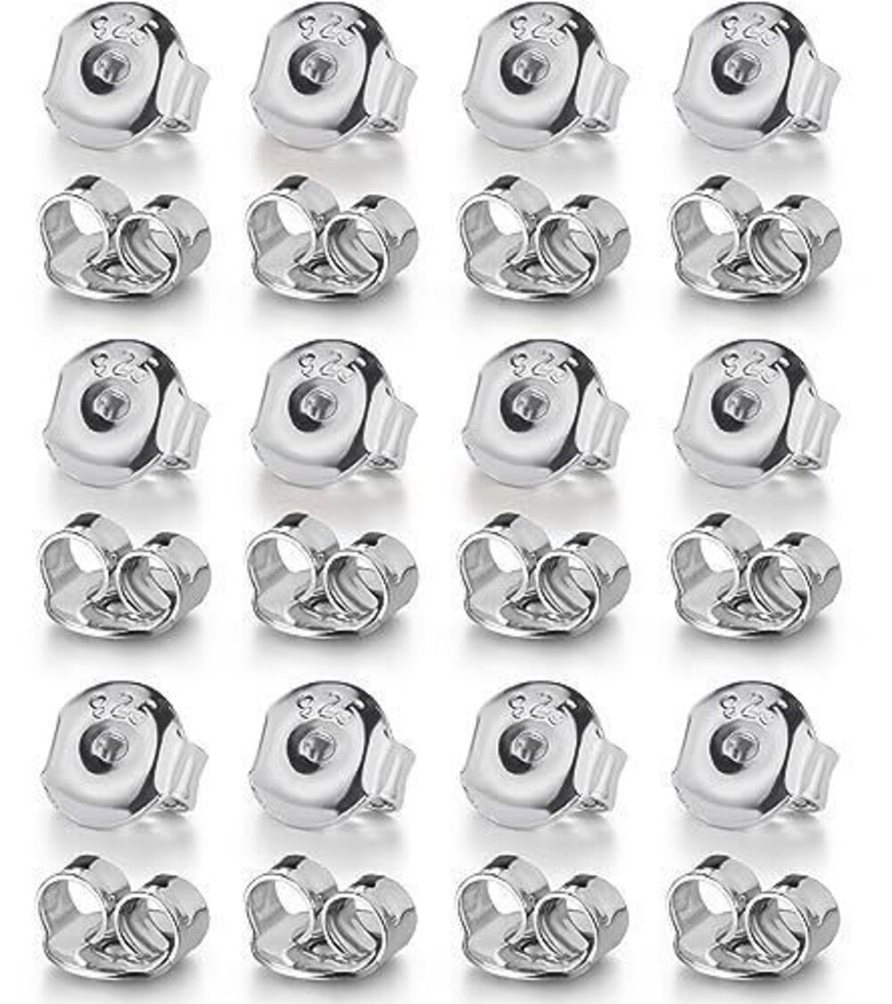 4482 24 PCS 18K White Gold Plated Earring Backs for Studs, Moconar 925